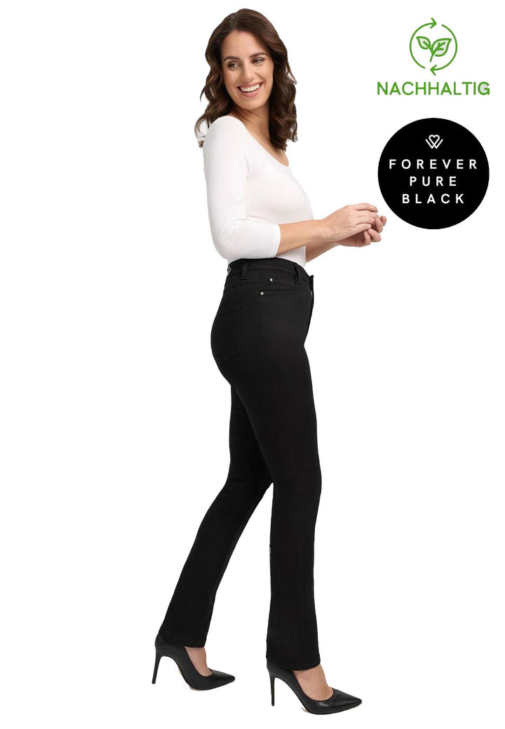 Wunderjeans High Waist mit geradem Bein Schwarz - Vera Meyer