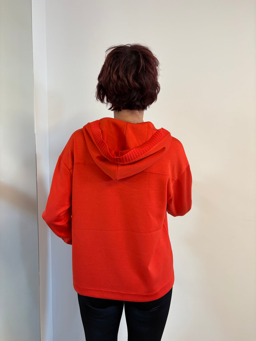 Sweatshirt with knitted cuffs and hood - Vera Meyer