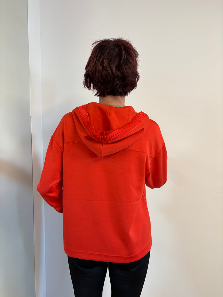 Sweatshirt with knitted cuffs and hood - Vera Meyer