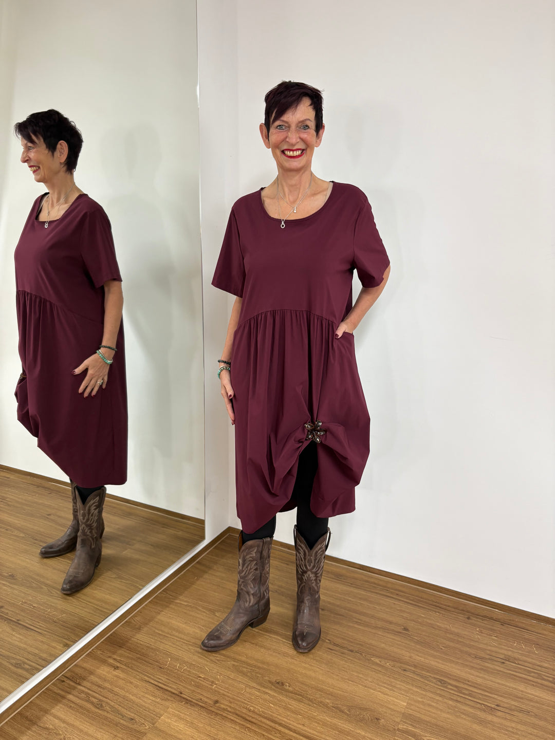 Lange jurk Bordeaux - Vera Meyer