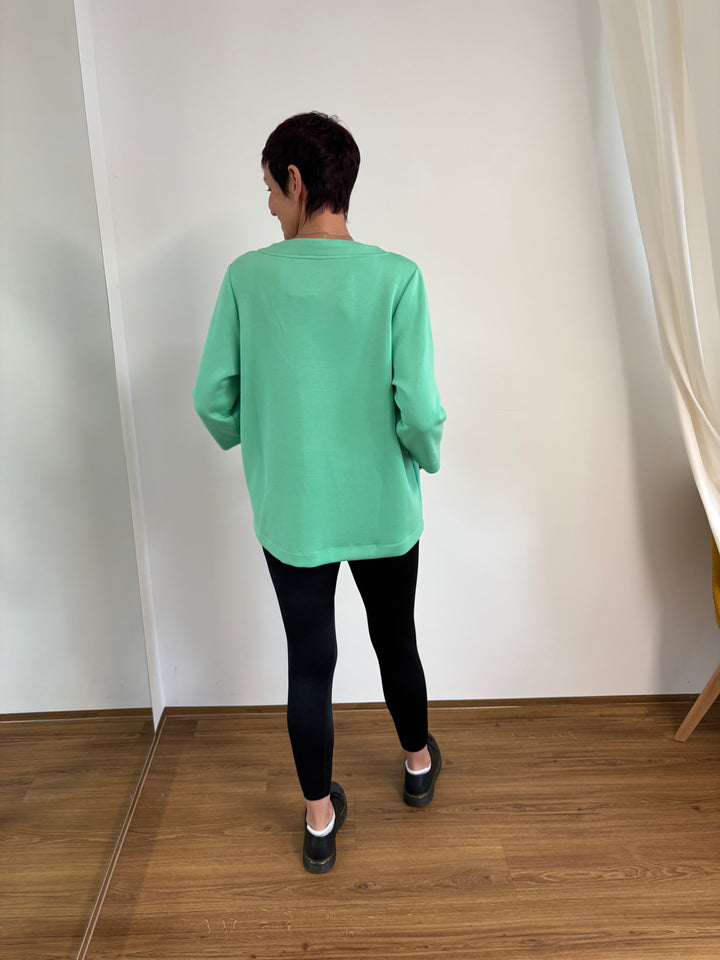 Grünes Sweatshirt mit Stehkragen - Vera Meyer