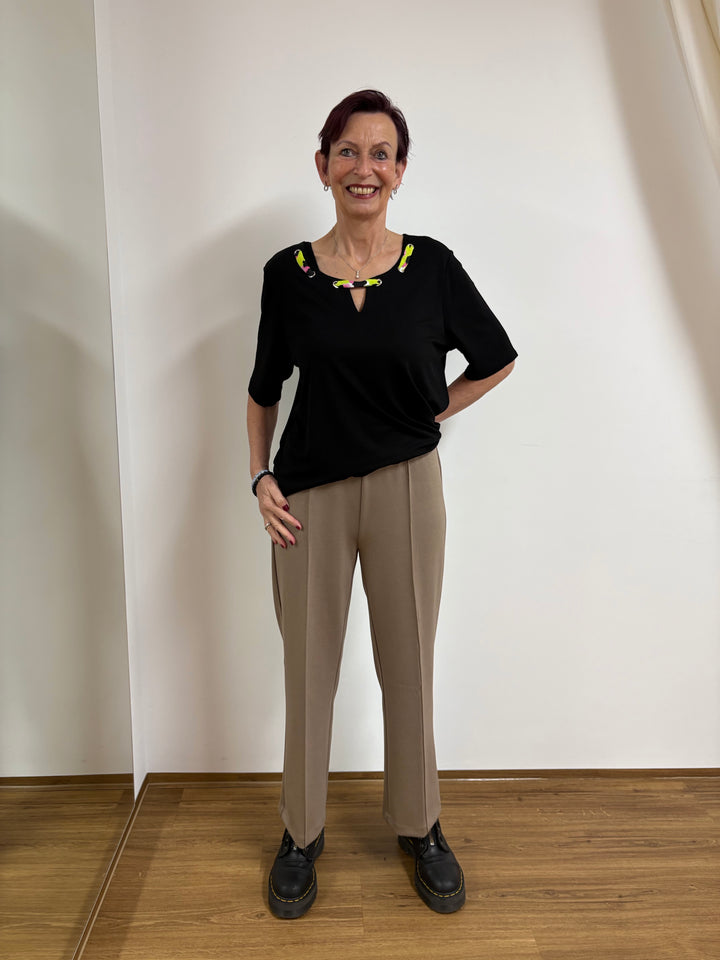 Feine Bundfaltenhose Creme